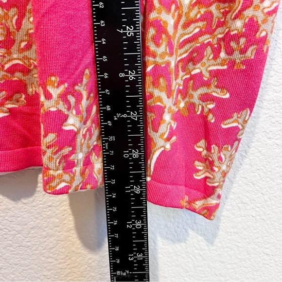 Quacker Factory Rhinestones Button Front Short Sleeve Cardigan Coral Orange XL - Picture 7 of 9